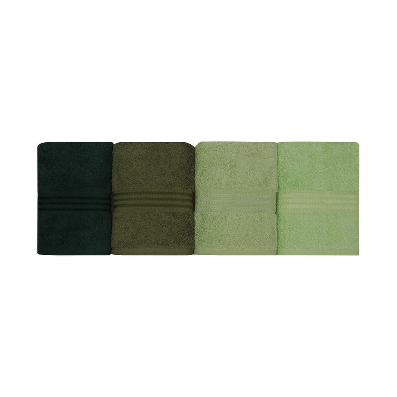 Set 4 prosoape baie Rainbow, 50x90 cm, material bumbac, verde