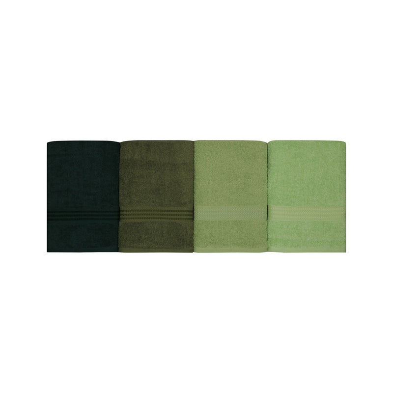 Set 4 prosoape baie RAINBOW, verde, bumbac, 70x140 cm