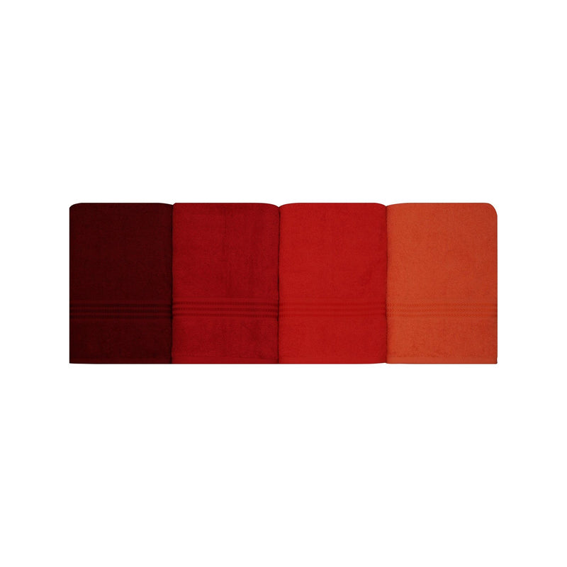 Set 4 prosoape baie Rainbow, 70x140 cm, material bumbac, rosu