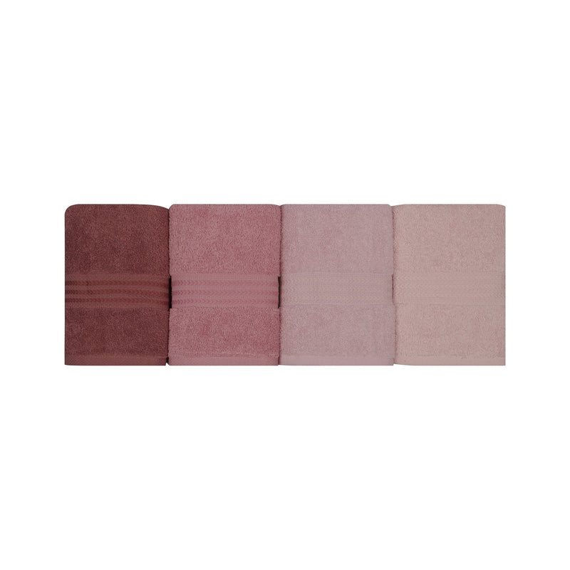 Set 4 prosoape baie Rainbow, 50x90 cm, material bumbac, roz pudra