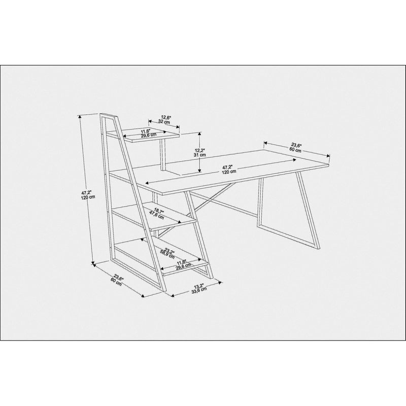 Birou ADMIRA, alb cu efect de marmura/alb, PAL melaminat/metal, 120x60x120 cm