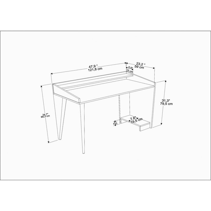 Birou VANESSA, alb/stejar, PAL melaminat, 122x59x88 cm