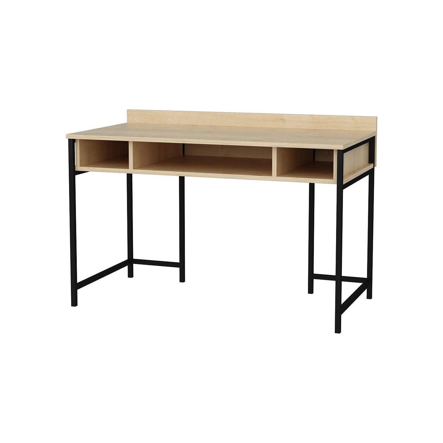 Birou ALMA, stejar/negru, PAL melaminat, 120x60x75 cm