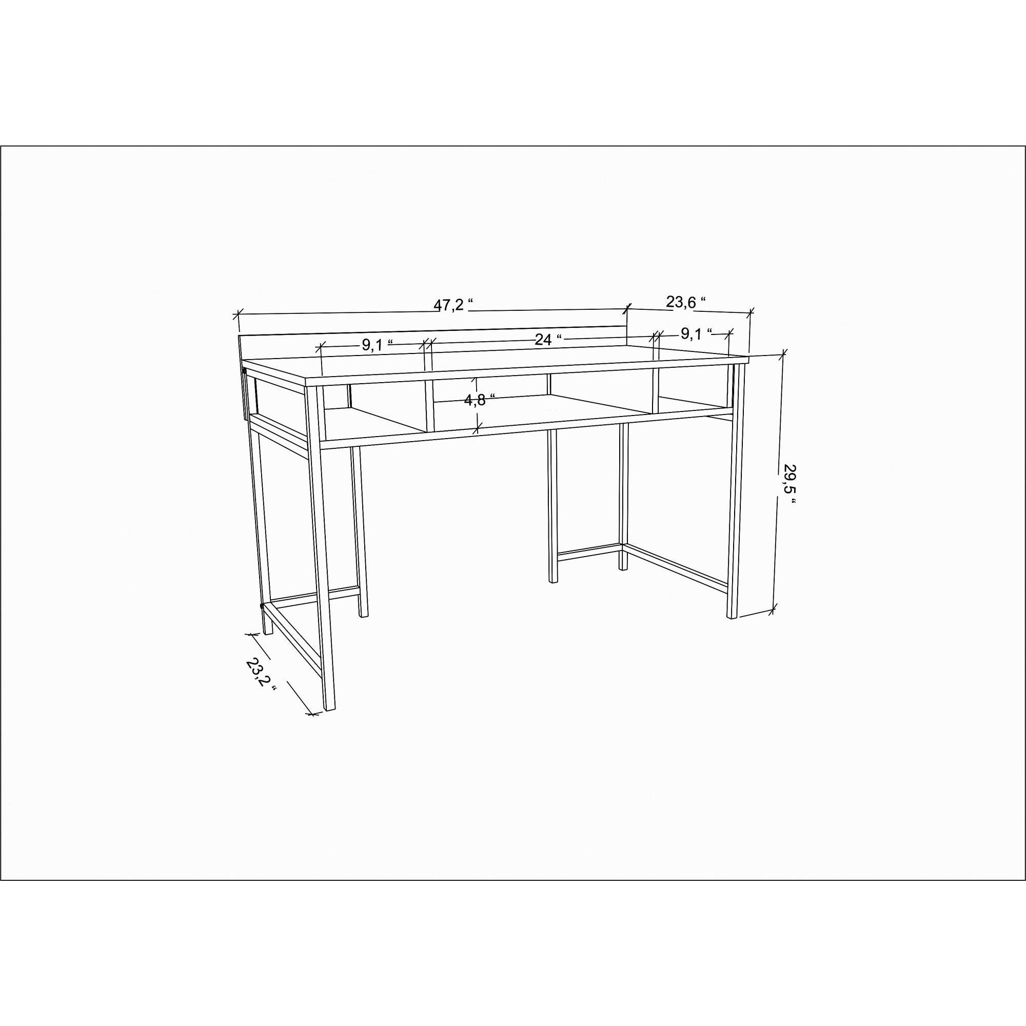 Birou ALMA, stejar/negru, PAL melaminat, 120x60x75 cm