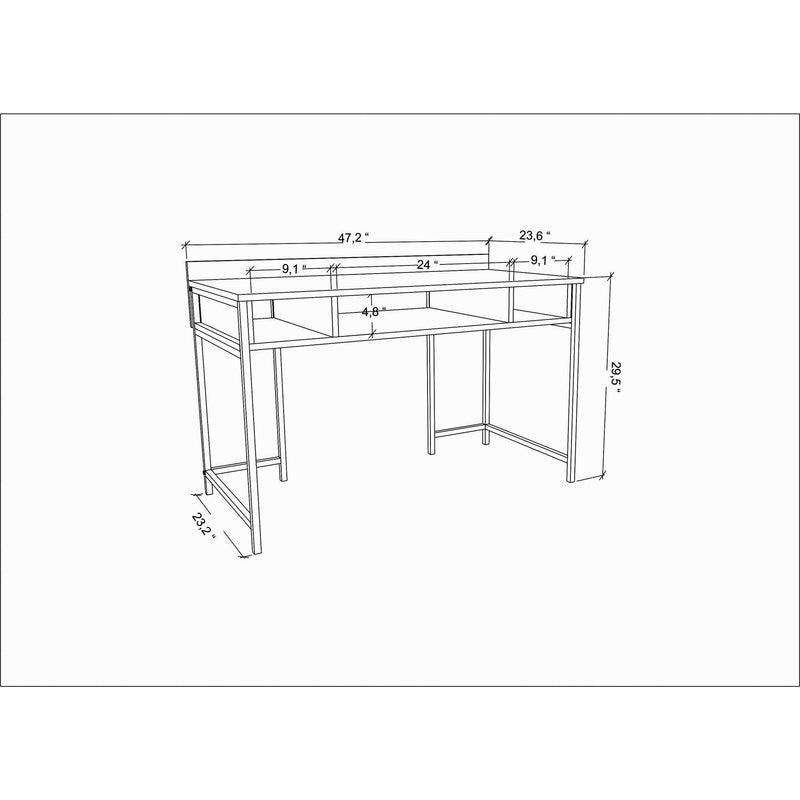 Birou ALMA, stejar/negru, PAL melaminat, 120x60x75 cm