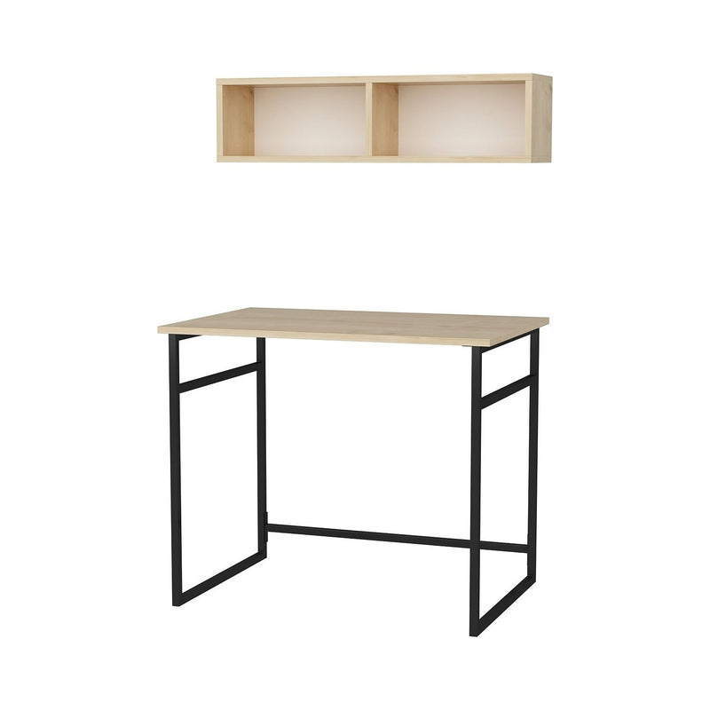 Set birou HUSSUM, stejar/negru, PAL melaminat