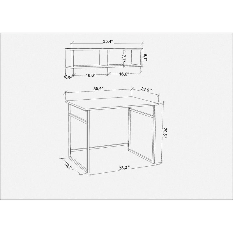 Set birou Hussum, auriu/alb, PAL