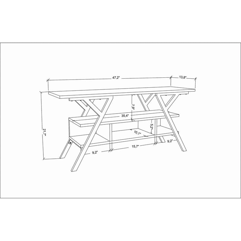 Comoda TV Minerva, alb/negru, PAL/metal, 120x35x55 cm