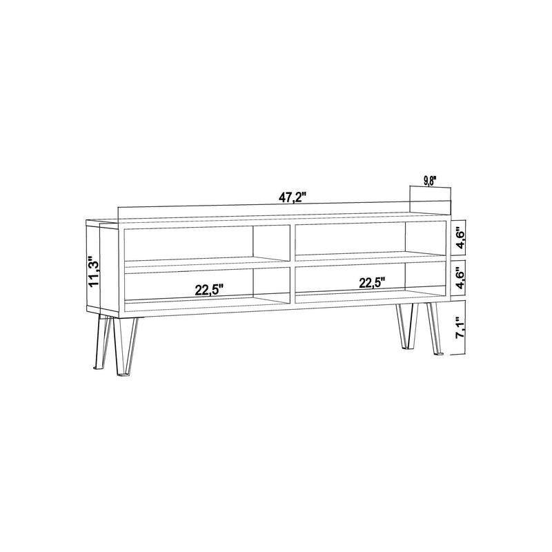 Comoda TV FARRAR, alb/negru, PAL melaminat/metal, 120x25x47 cm