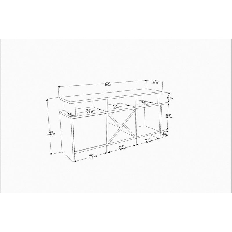 Comoda TV AUBURN, alb, PAL melaminat, 120x30x61 cm