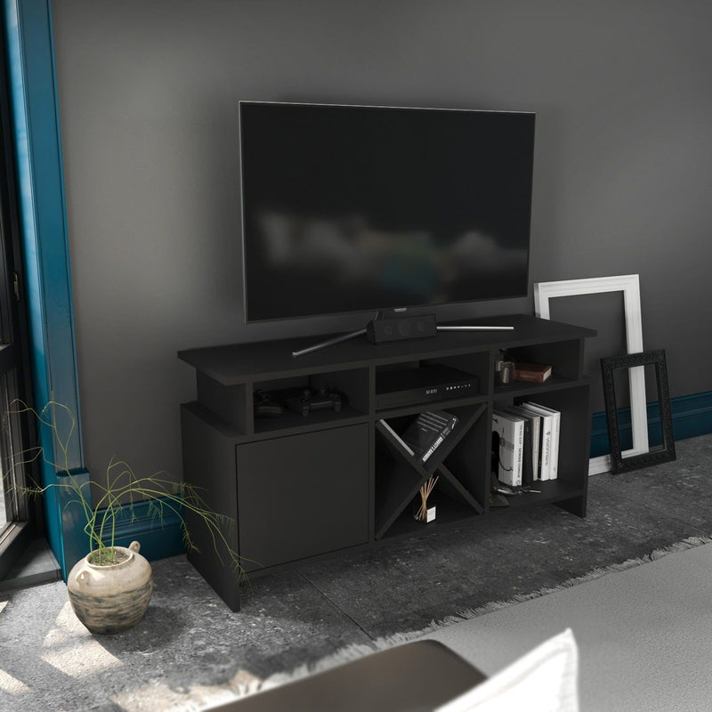 Comoda TV AUBURN, gri, PAL melaminat, 120x30x61 cm