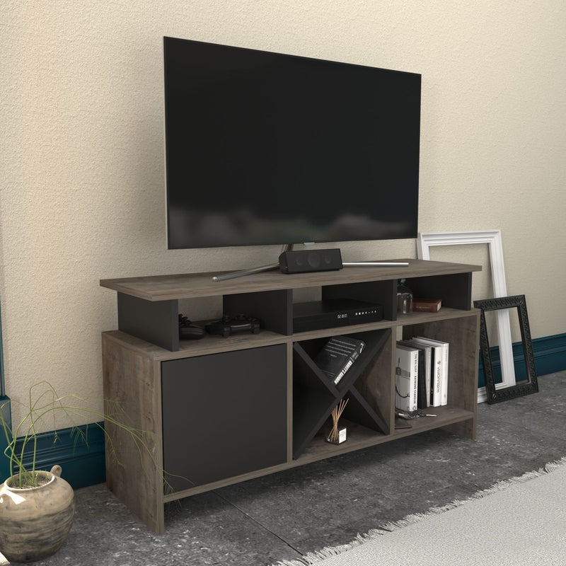 Comoda TV AUBURN, gri/wenge, PAL melaminat, 120x30x61 cm