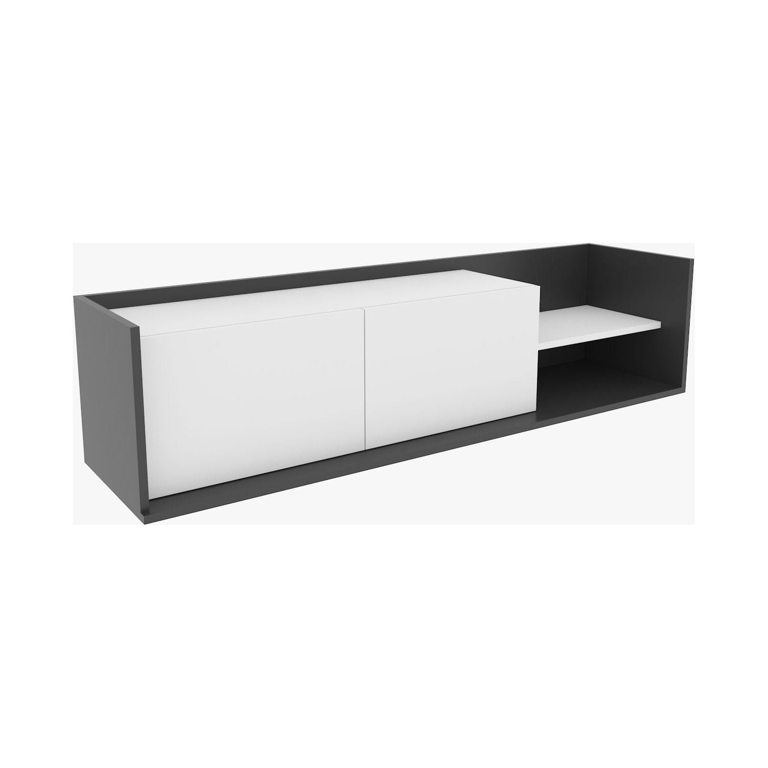 Comoda TV KROG, gri antracit/alb, PAL melaminat, 160x35x37 cm