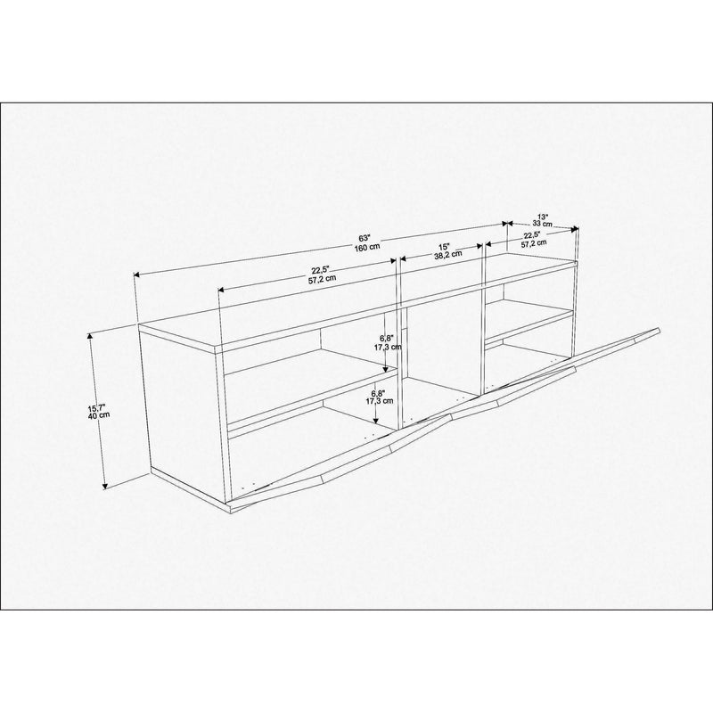 Comoda TV Carson, alb, PAL, 160x35x40 cm