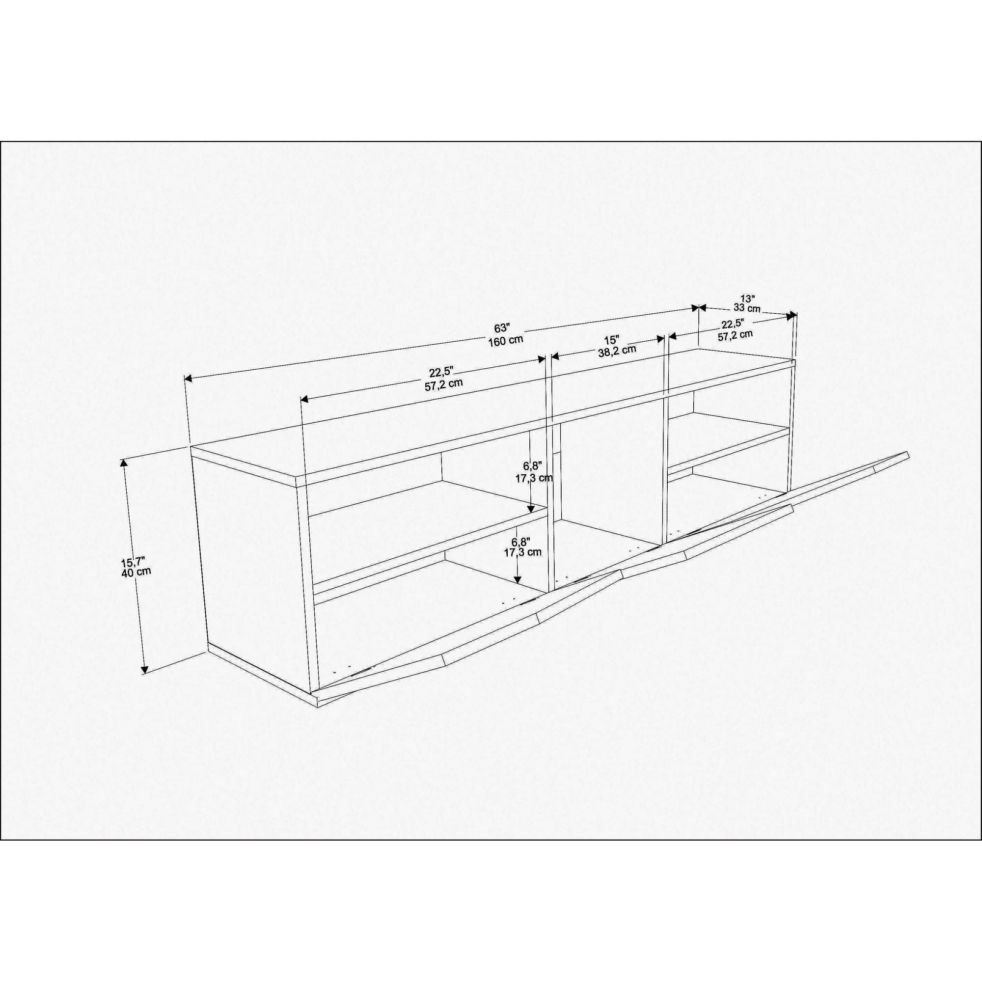 Comoda TV CARSON, stejar/negru, PAL melaminat, 160x35x40 cm