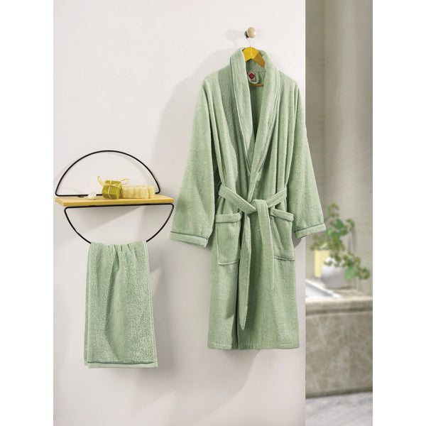 Set halat si prosop baie DELUXE, verde, bumbac