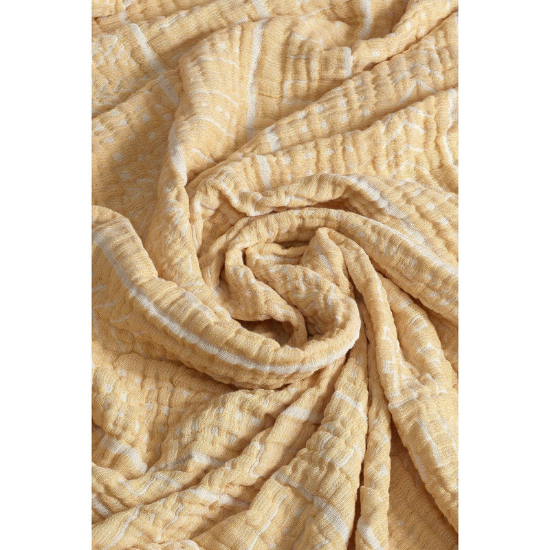 Cuvertura Etno, galben, 100% muslin, 220x240 cm