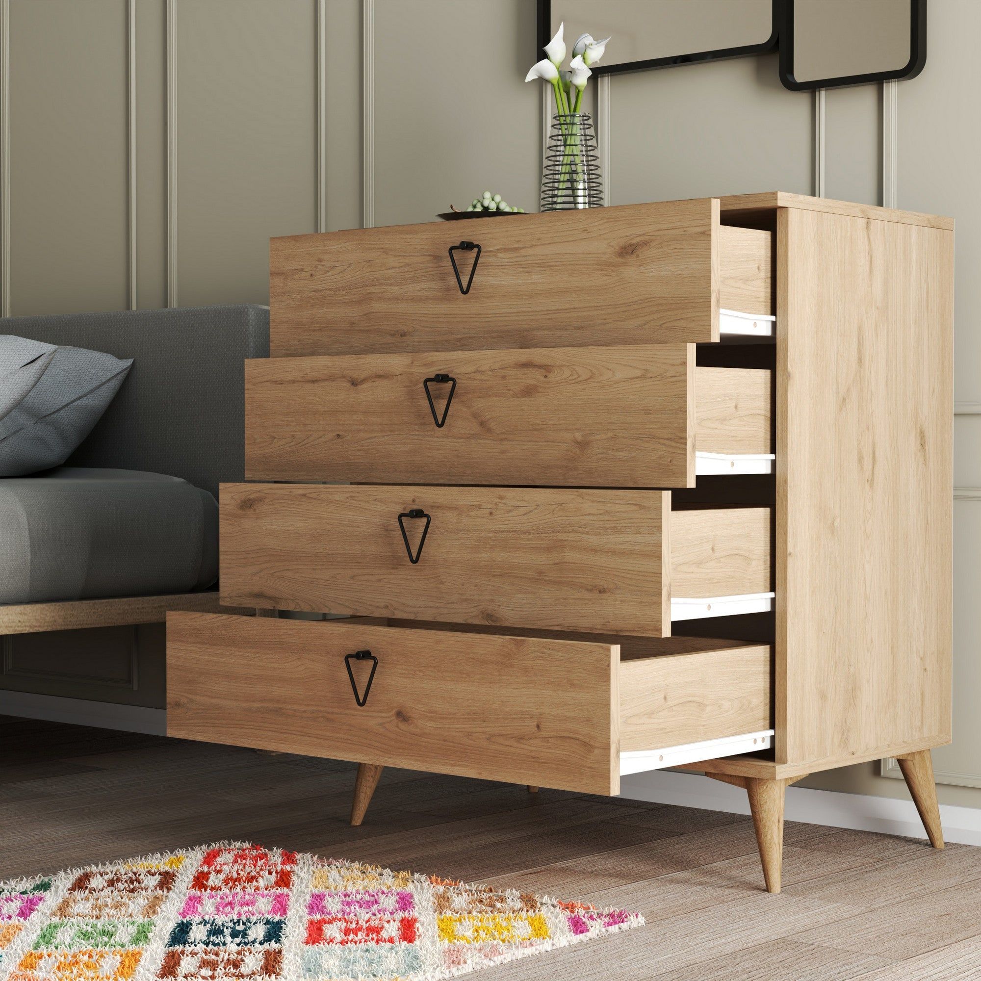 Comoda VERSA-CE, 3612, stejar, PAL melaminat, 80x45x91 cm
