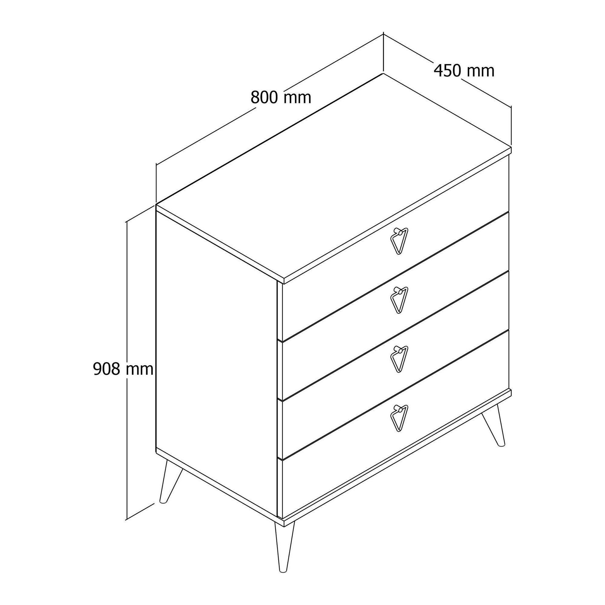 Comoda VERSA-CE, 3612, stejar, PAL melaminat, 80x45x91 cm