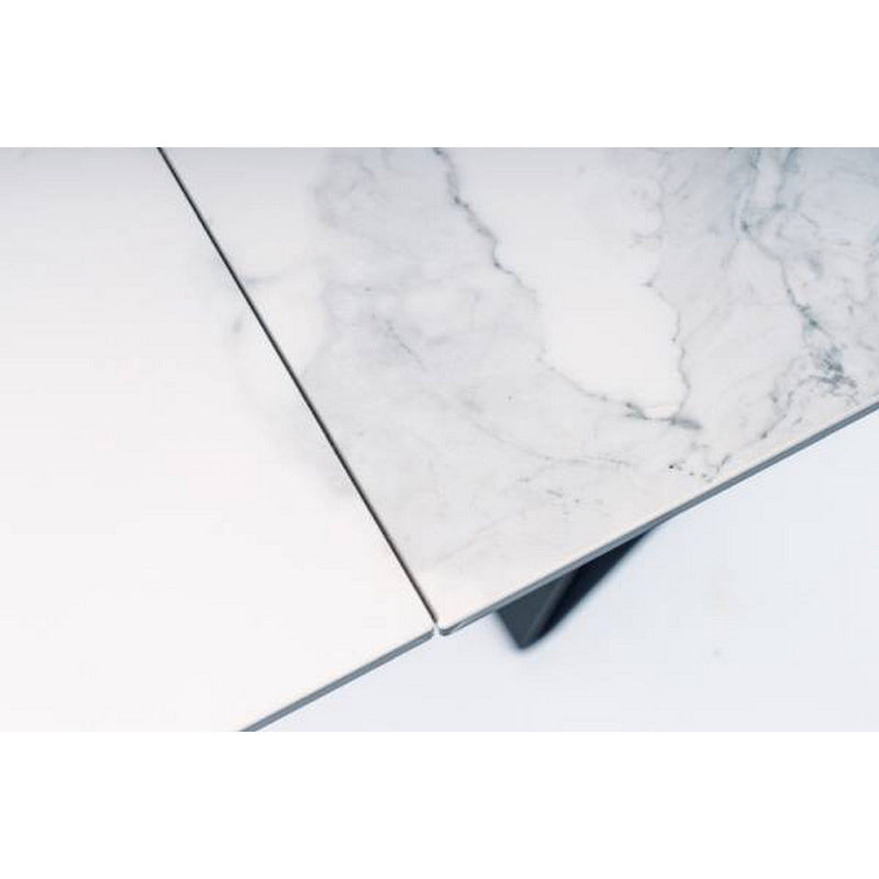 Masa extensibila WESTIN III CERAMIC, sticla securizata/ceramica, alb/negru mat, 180-260x90x77 cm