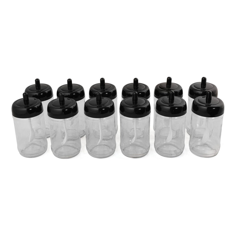 Set 12 recipiente pentru condimente 430KSV1468, negru, sticla 100%, 300 ml