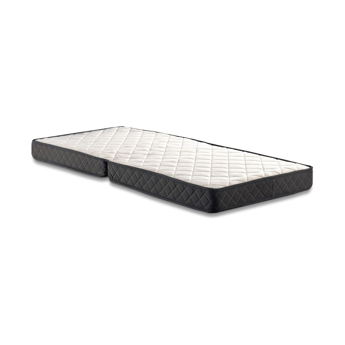 Pat pliabil XL Katlanir 90x200, stejar/negru, placaj/metal, cu saltea si somiera