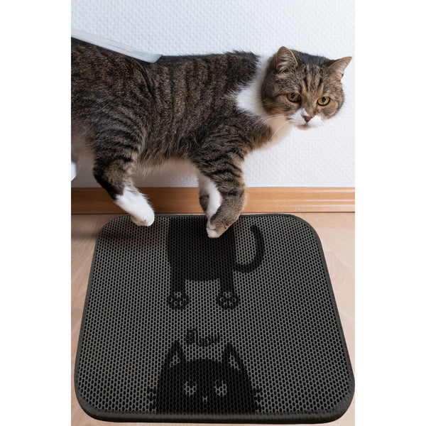 Covoras colector nisip pentru pisici Bounce Cat Mat, negru, PVC/poliester, 45x60 cm