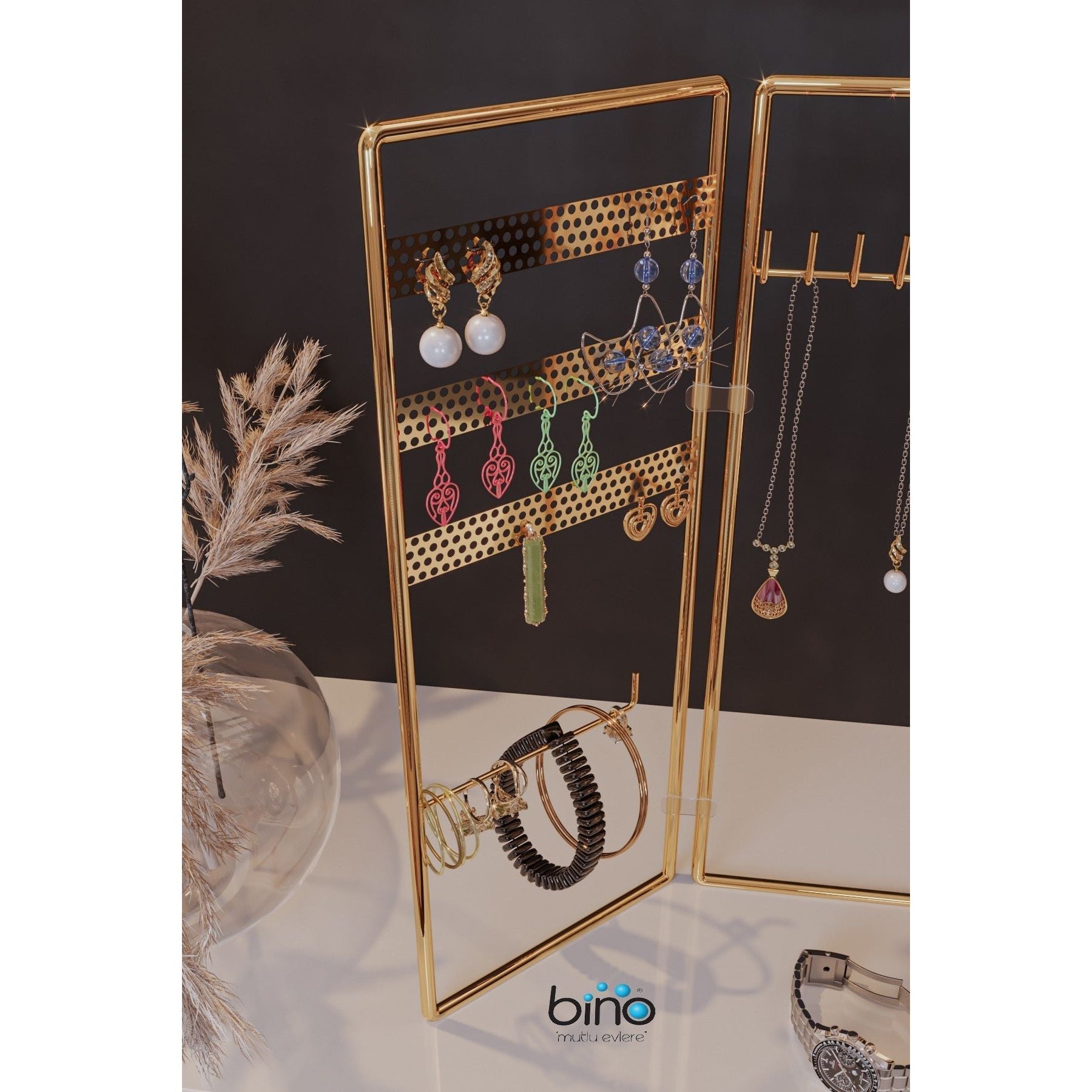 Suport bijuterii 498HFT1116, auriu, metal, 40x4x45 cm