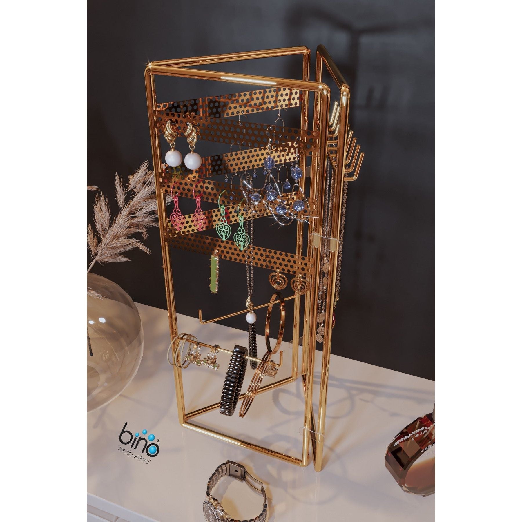 Suport bijuterii 498HFT1116, auriu, metal, 40x4x45 cm