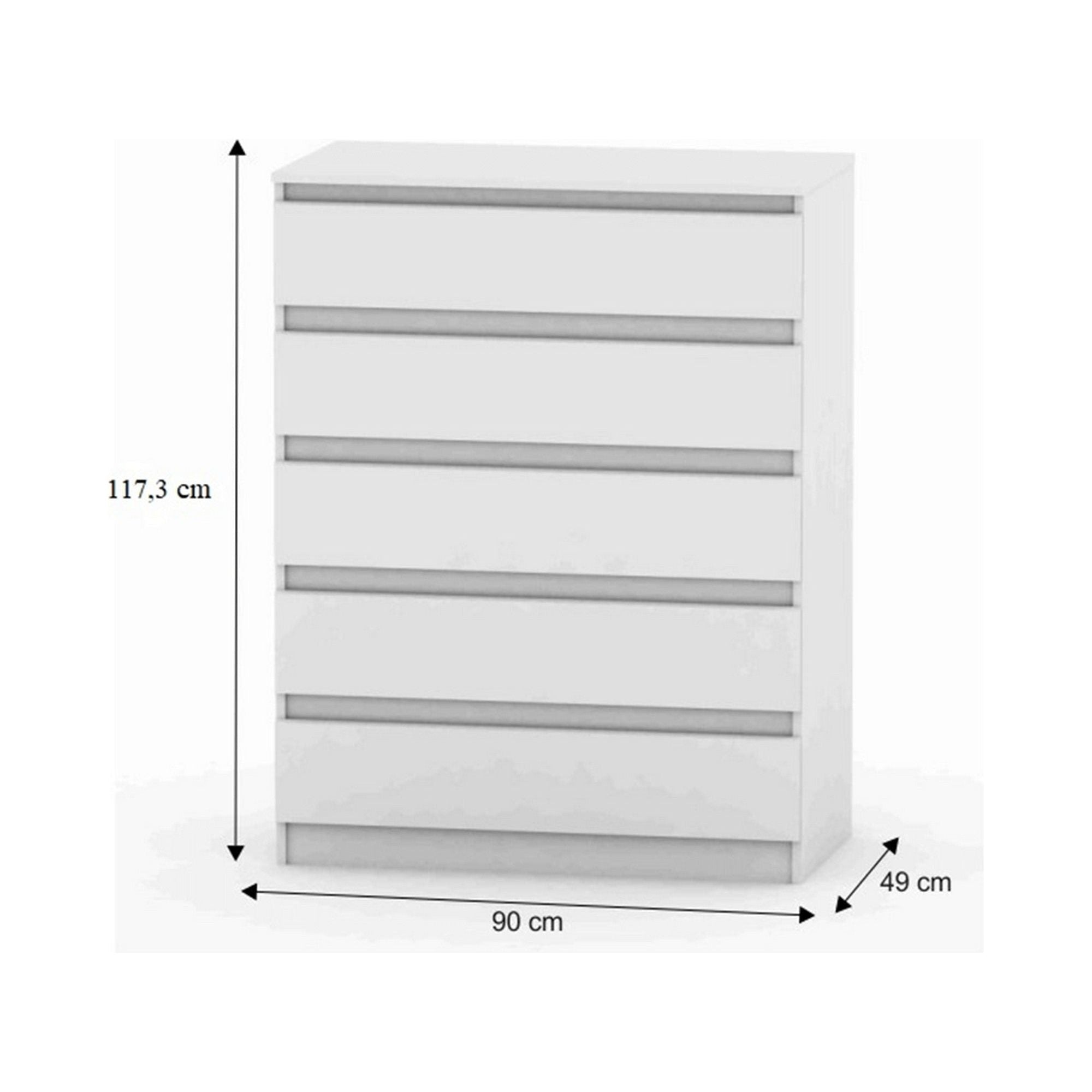 Comoda HANY NEW 005, alb, DTD laminat, 90x49x117 cm