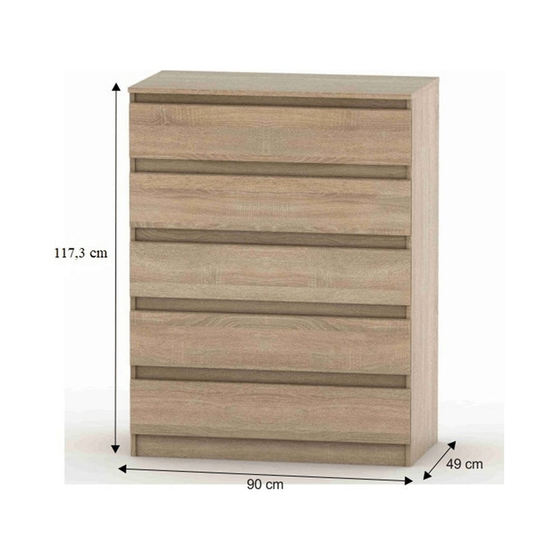 Comoda HANY NEW 005, stejar sonoma, PAL laminat, 90x49x117 cm