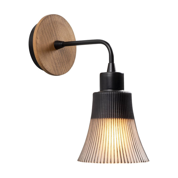 Lampa perete FOCA N-129, stejar/negru, metal/sticla, 13x24x28 cm