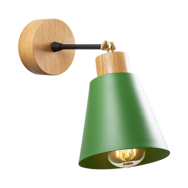 Lampa perete MANAVGAT N-614, stejar/verde, metal/lemn, 14x25 cm