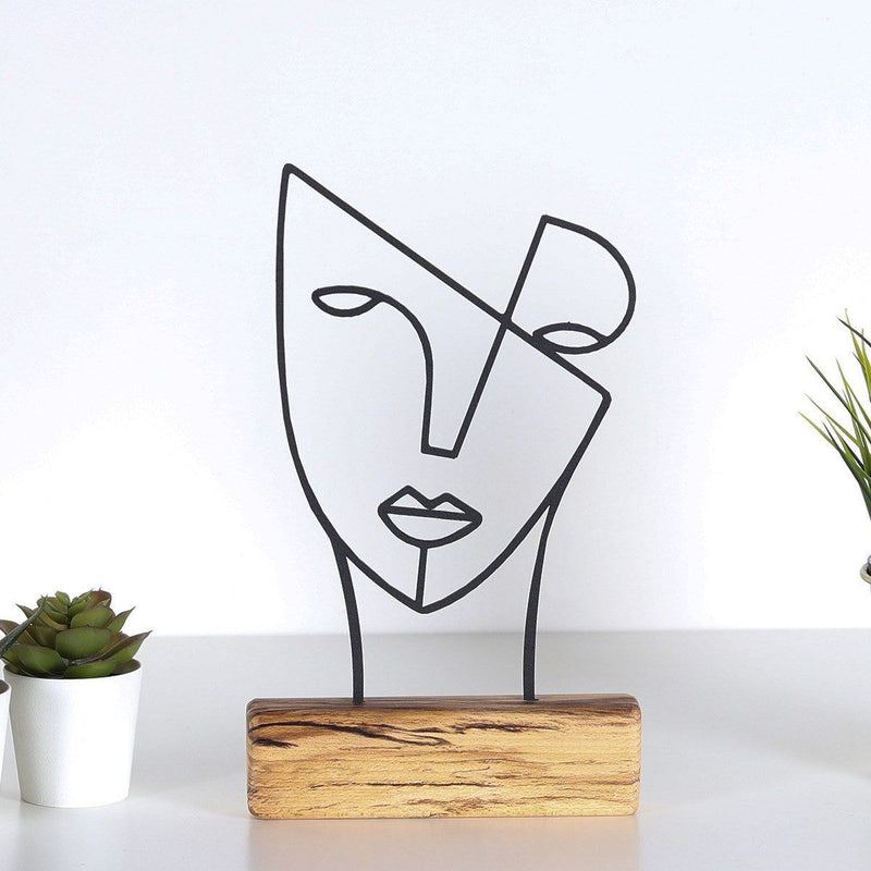 Accesoriu decorativ Mask, negru, lemn/metal, 17x30 cm