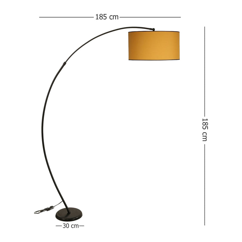 Lampa de podea Misra, metal, inaltime reglabila, negru/galben, diametru 30 cm