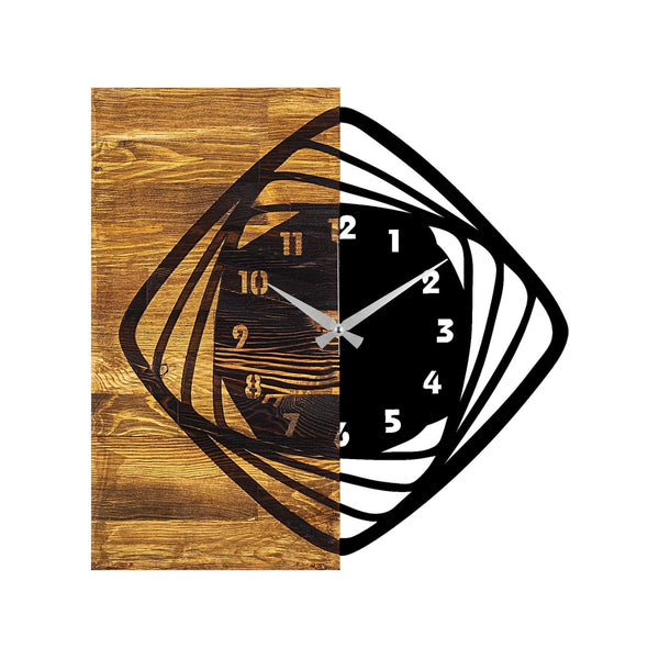 Ceas decorativ Clock 4, negru/stejar, lemn/metal, 57x58 cm