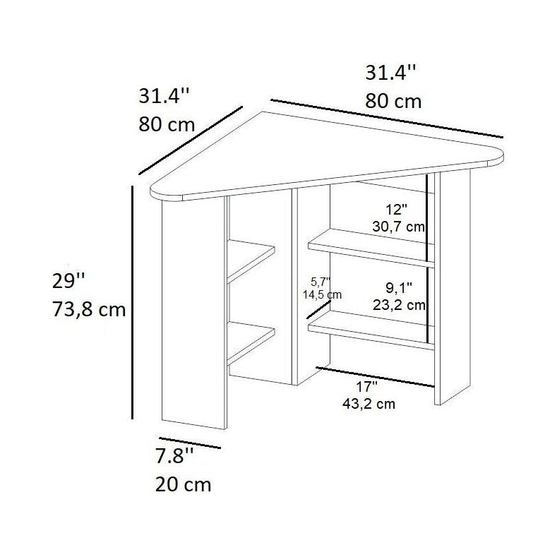 Birou CORNER, alb, PAL melaminat, 80x80x74 cm