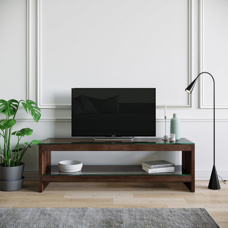 Comoda Tv TV300, nuc, lemn de pin/sticla, 140x40x45 cm
