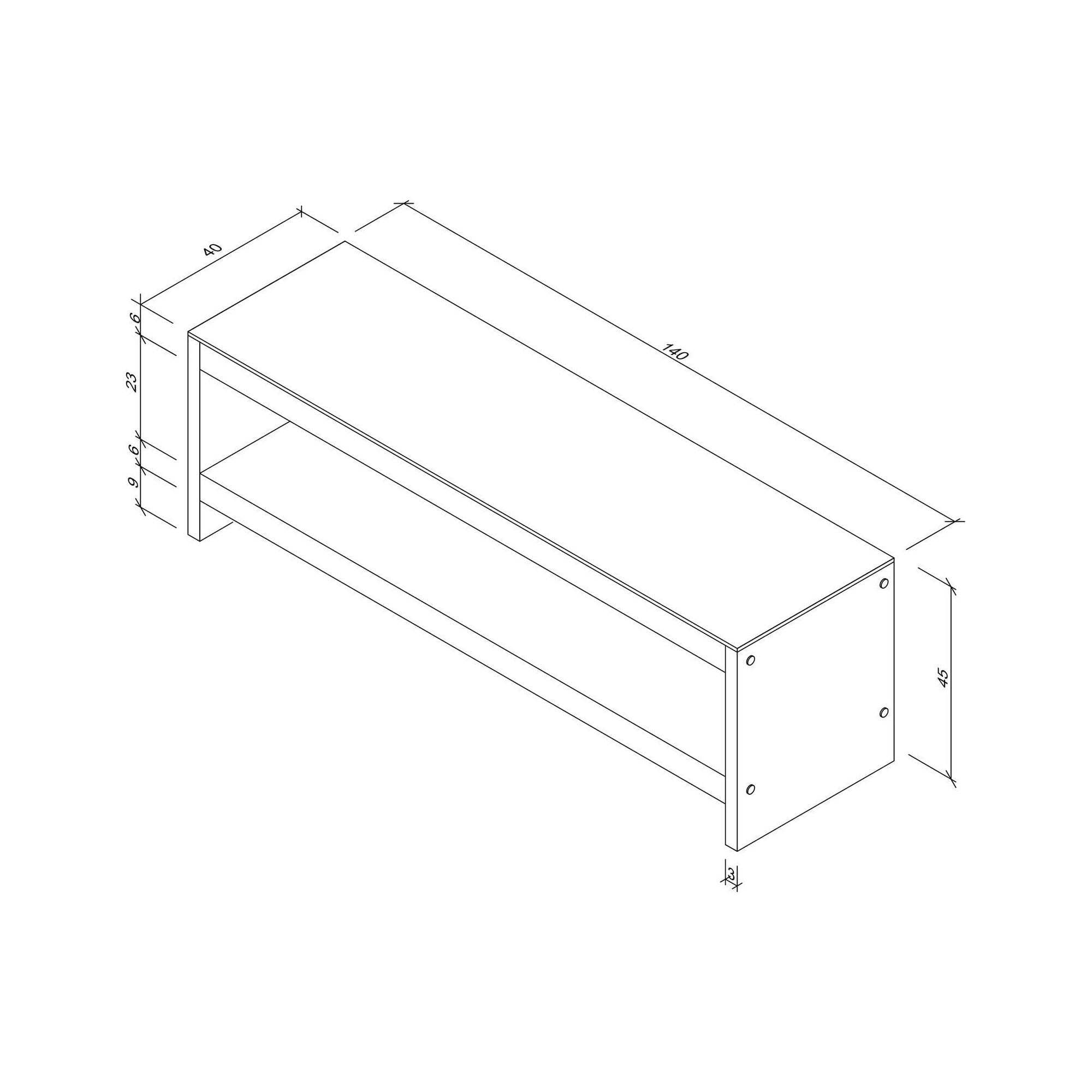 Comoda Tv TV300, nuc, lemn de pin/sticla, 140x40x45 cm