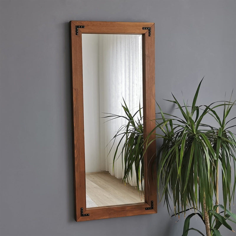 Oglinda perete 50110CV, nuc, lemn/sticla, 50x110 cm