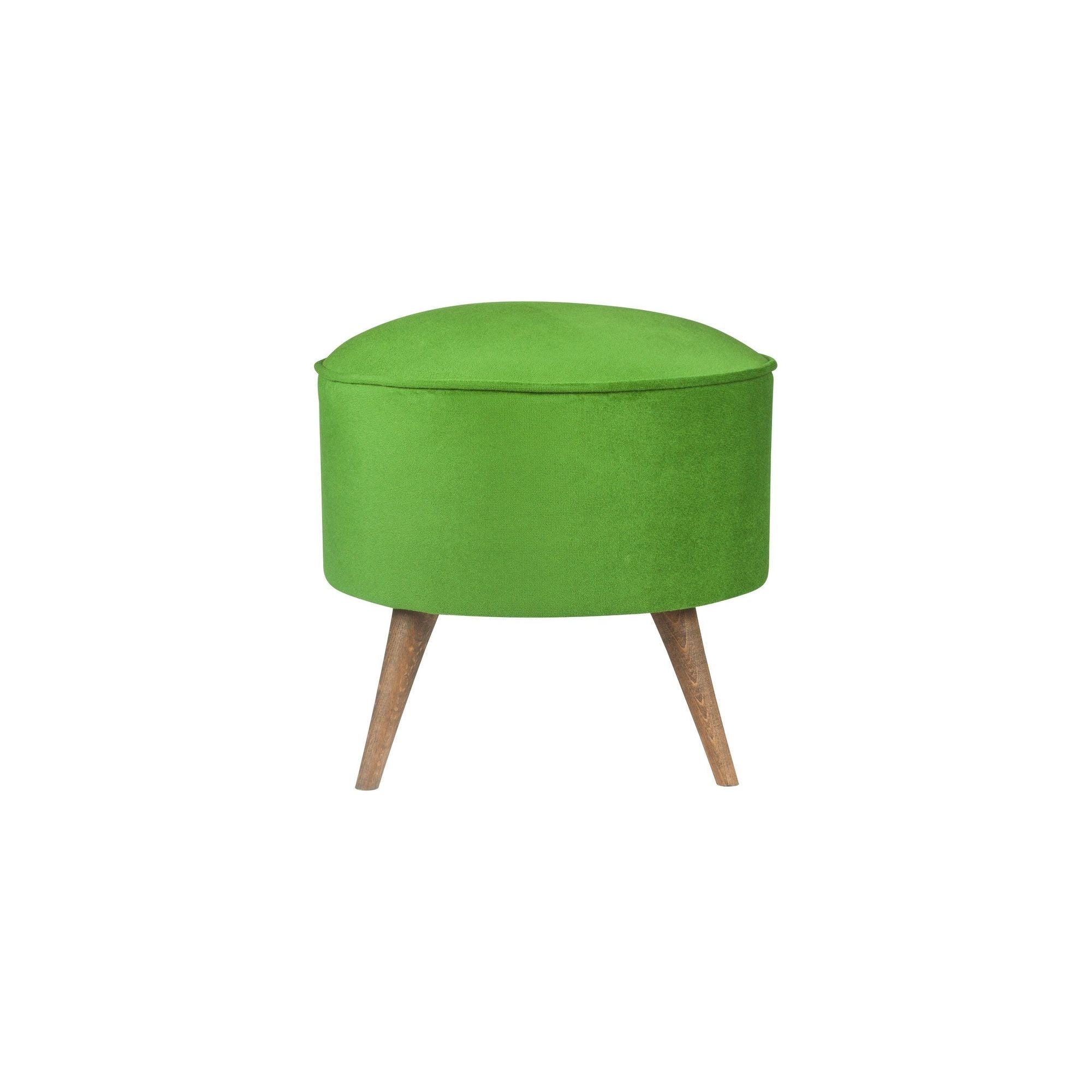 Taburet BUENA PARK, lemn/stofa verde/stejar, 45x45x43 cm