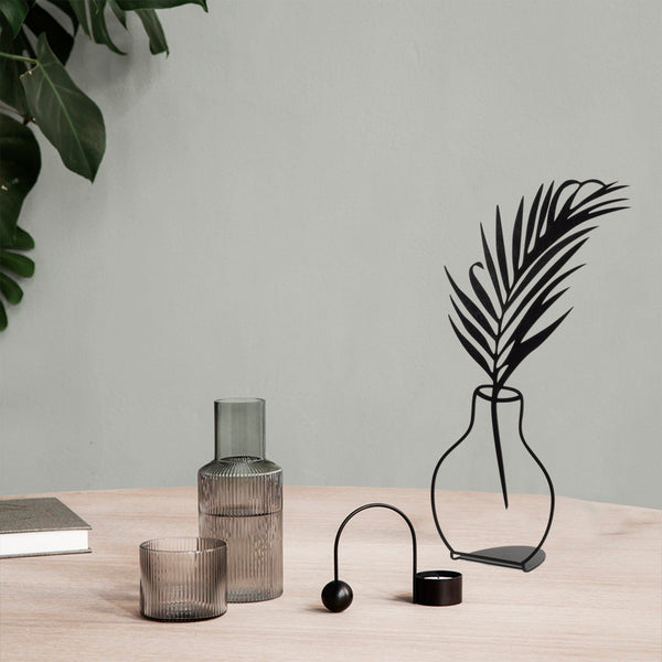 Obiect decorativ Flowerpot - 6, negru, metal 100%, 20x39 cm