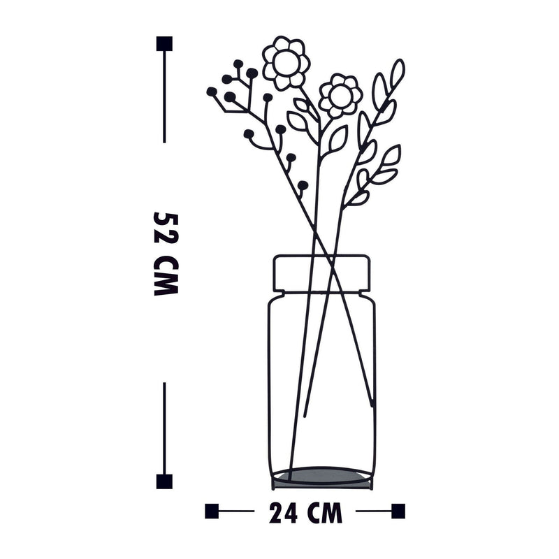 Obiect decorativ Flowerpot - 9, negru, metal, 24x52 cm