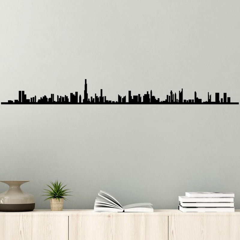 Accesoriu decorativ Dubai Skyline, negru, metal, 120x13 cm