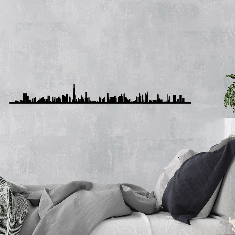 Accesoriu decorativ Dubai Skyline, negru, metal, 120x13 cm