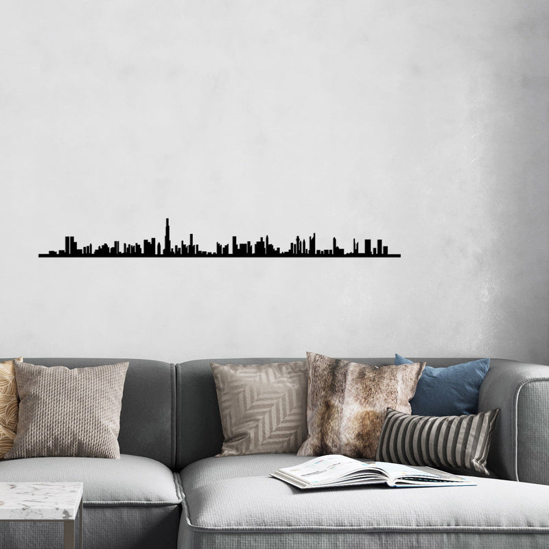 Accesoriu decorativ Dubai Skyline, negru, metal, 120x13 cm