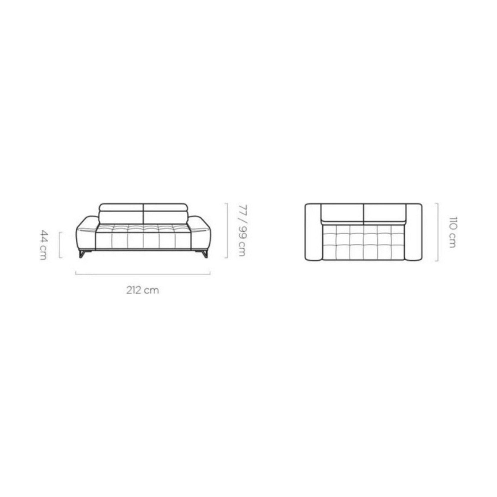 Canapea PALLADIO 3E, personalizabil materiale gama Oferta Avantaj, reglaj electric, tetiere raglabile, 212x110x99 cm