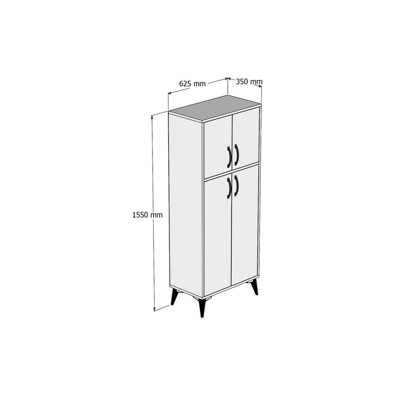 Dulap MDL0101, alb, PAL melaminat, cu 4 usi, 63x35x155 cm