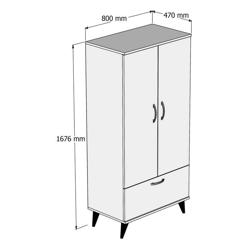 Dulap GRD0203, alb/stejar, PAL melaminat, cu 3 usi, 80x47x168 cm