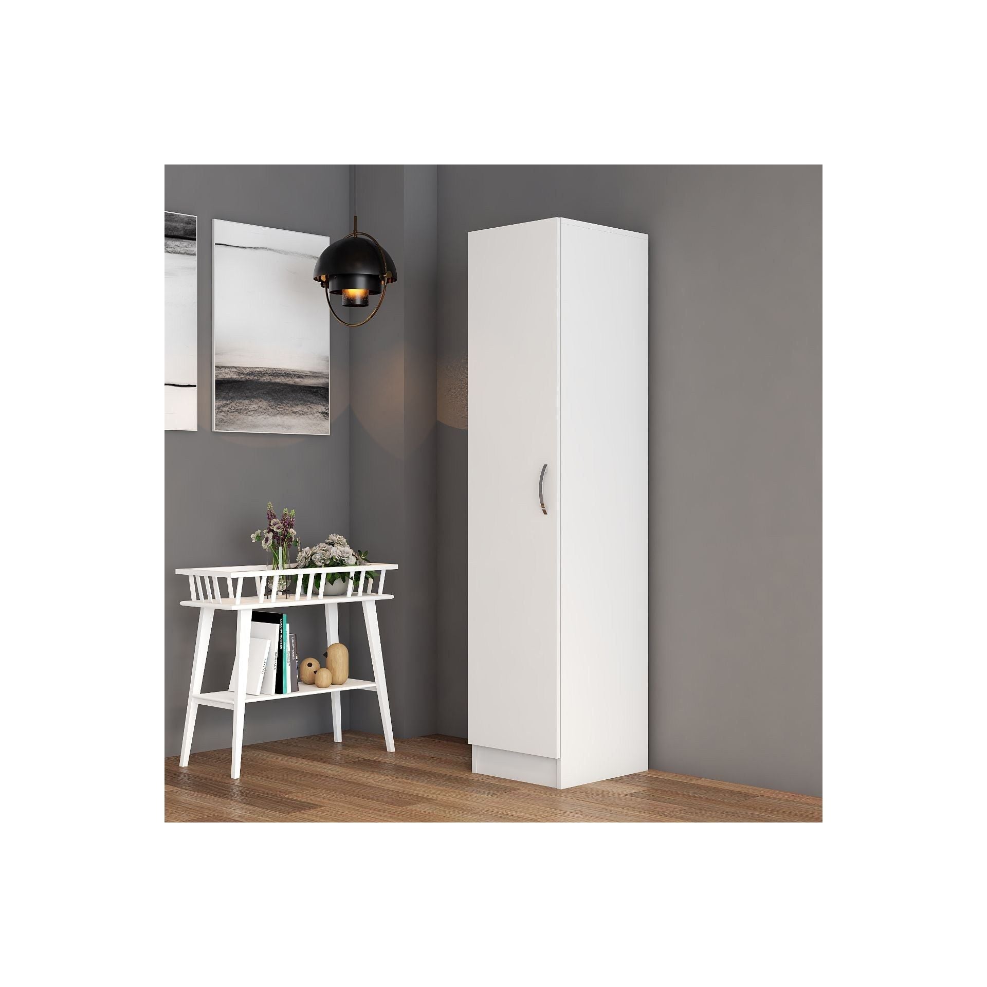 Dulap GRD0301, alb, PAL melaminat, cu o usa, 40x47x182 cm